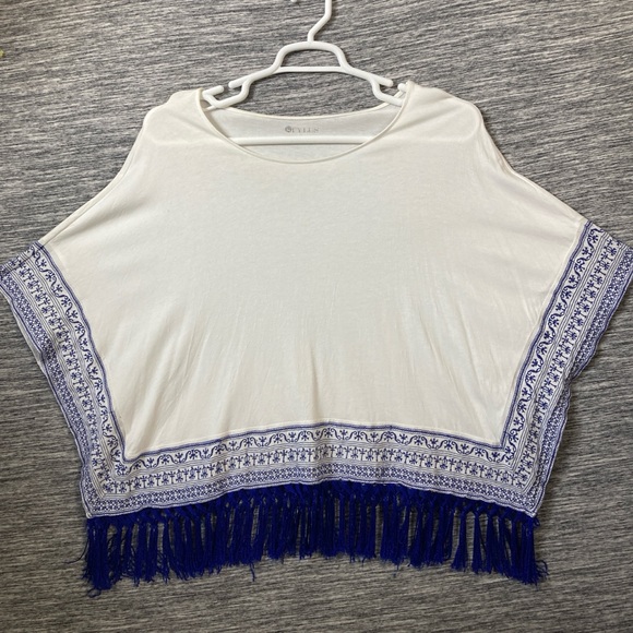STYLUS Royal Blue Fringes & Embroidery over White Shirt but a Poncho - Picture 3 of 6